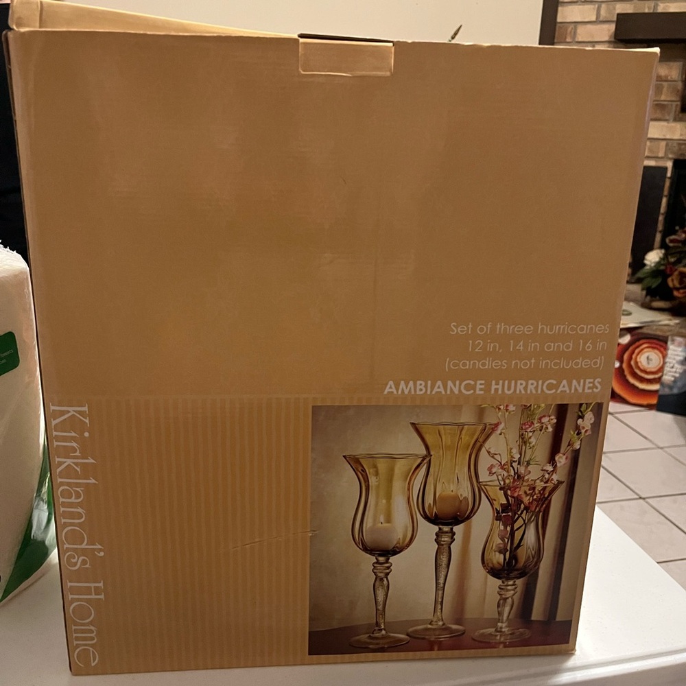 Amber Glass Hurricane Set